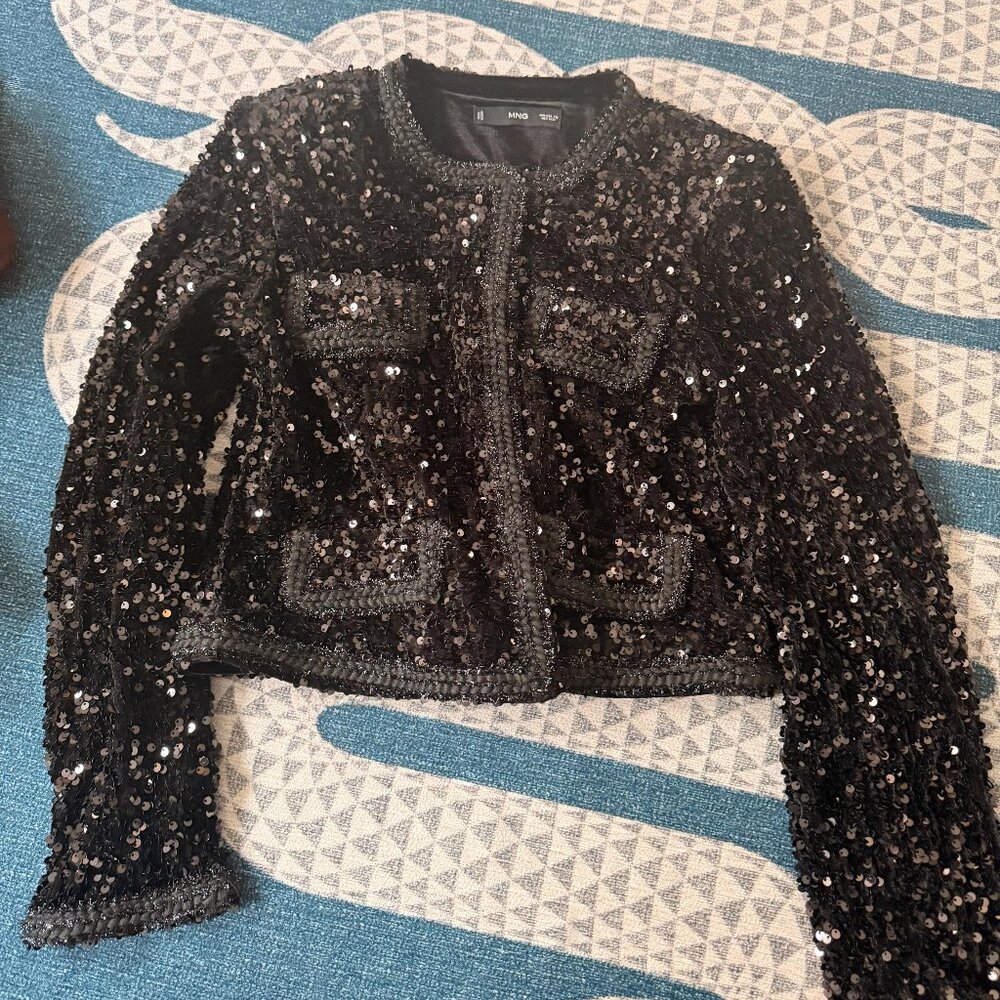 black spackle sequin top
